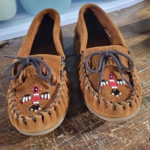 Minnetonka Thunderbird Beaded Kids Moccasin Sz 3